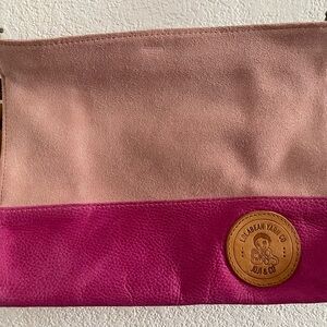 Lola Bean Joji & Co Pink Leather Suede Knitting Bag Crossbody Purse